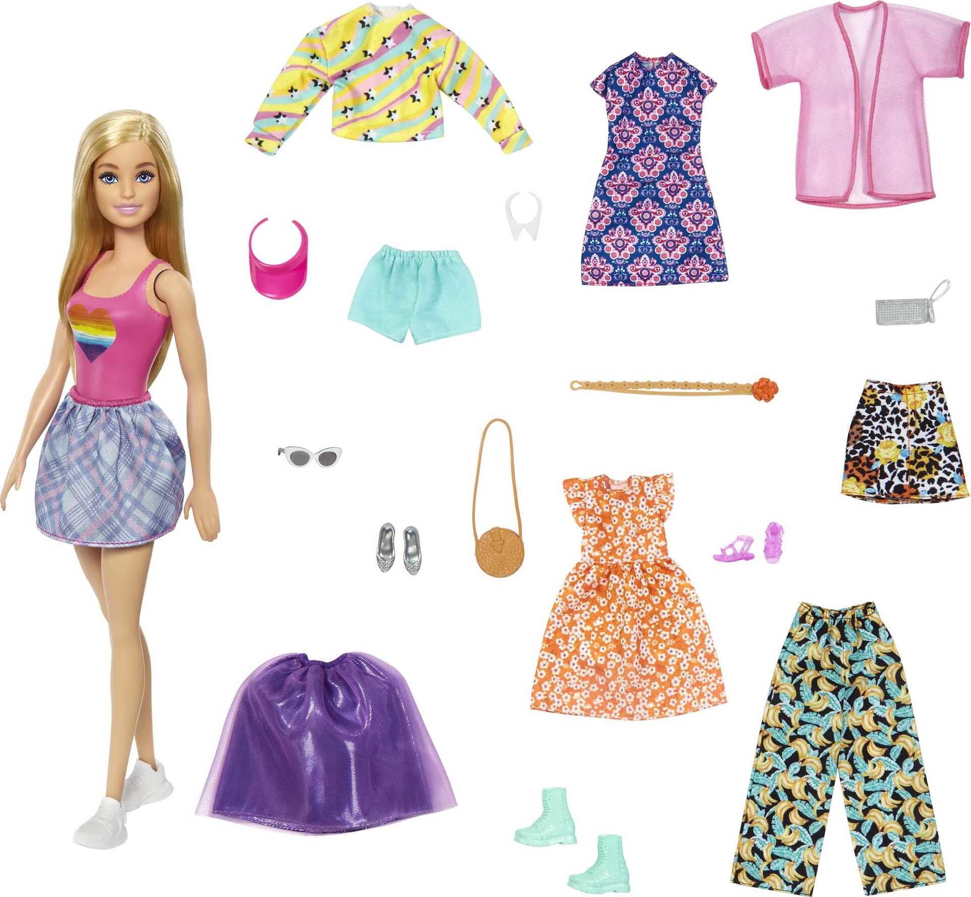 Barbie Doll with 19-Piece Fashion Pack, Clothes & Accessories for 7 Outfits, Blonde Hair