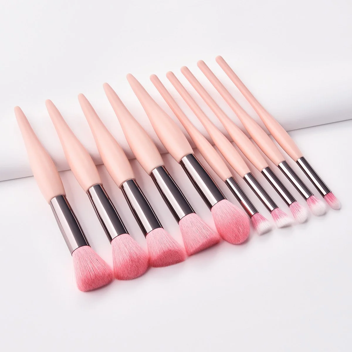 Custom Logo Pink Makeup Brushes Rose Gold Ferrule Brush Makeup Kit