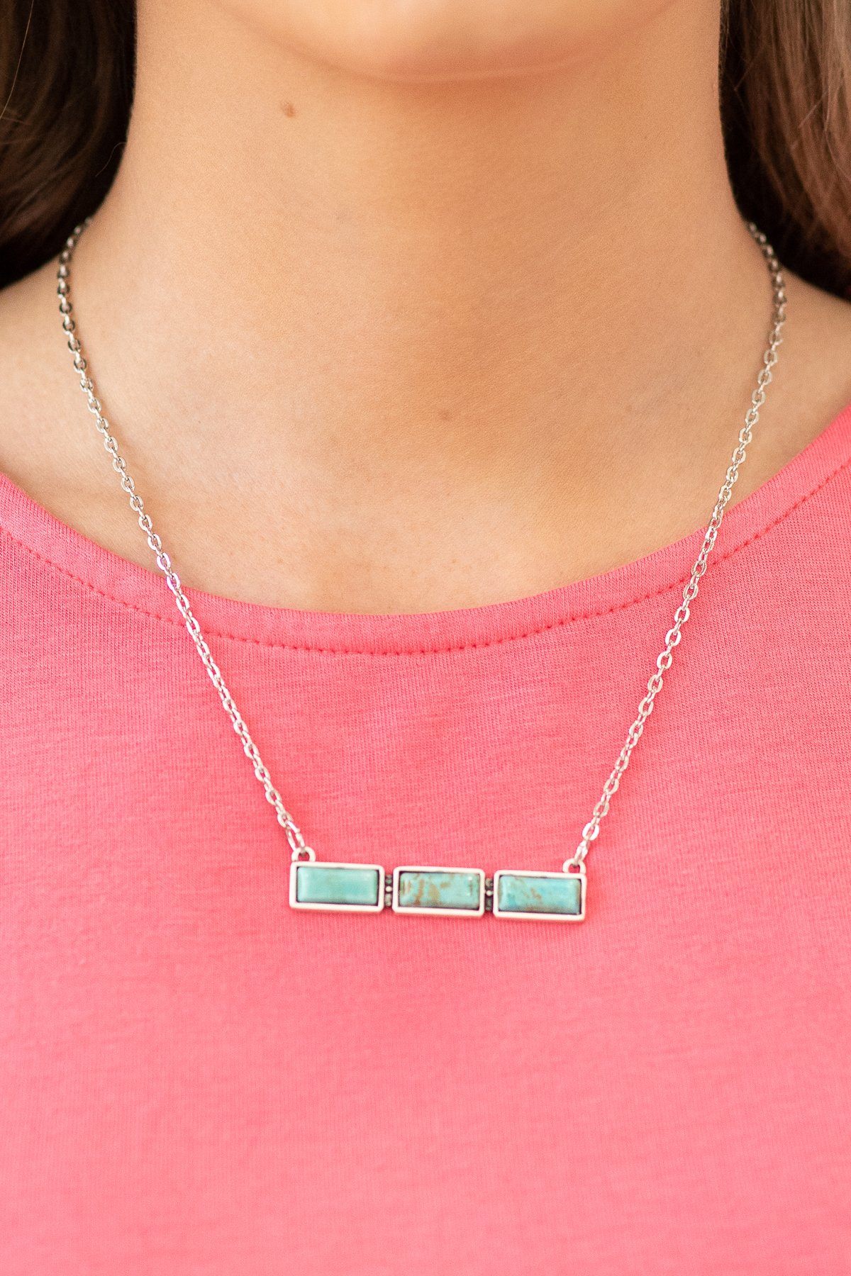 Turquoise Rectangle Necklace and Earring Set