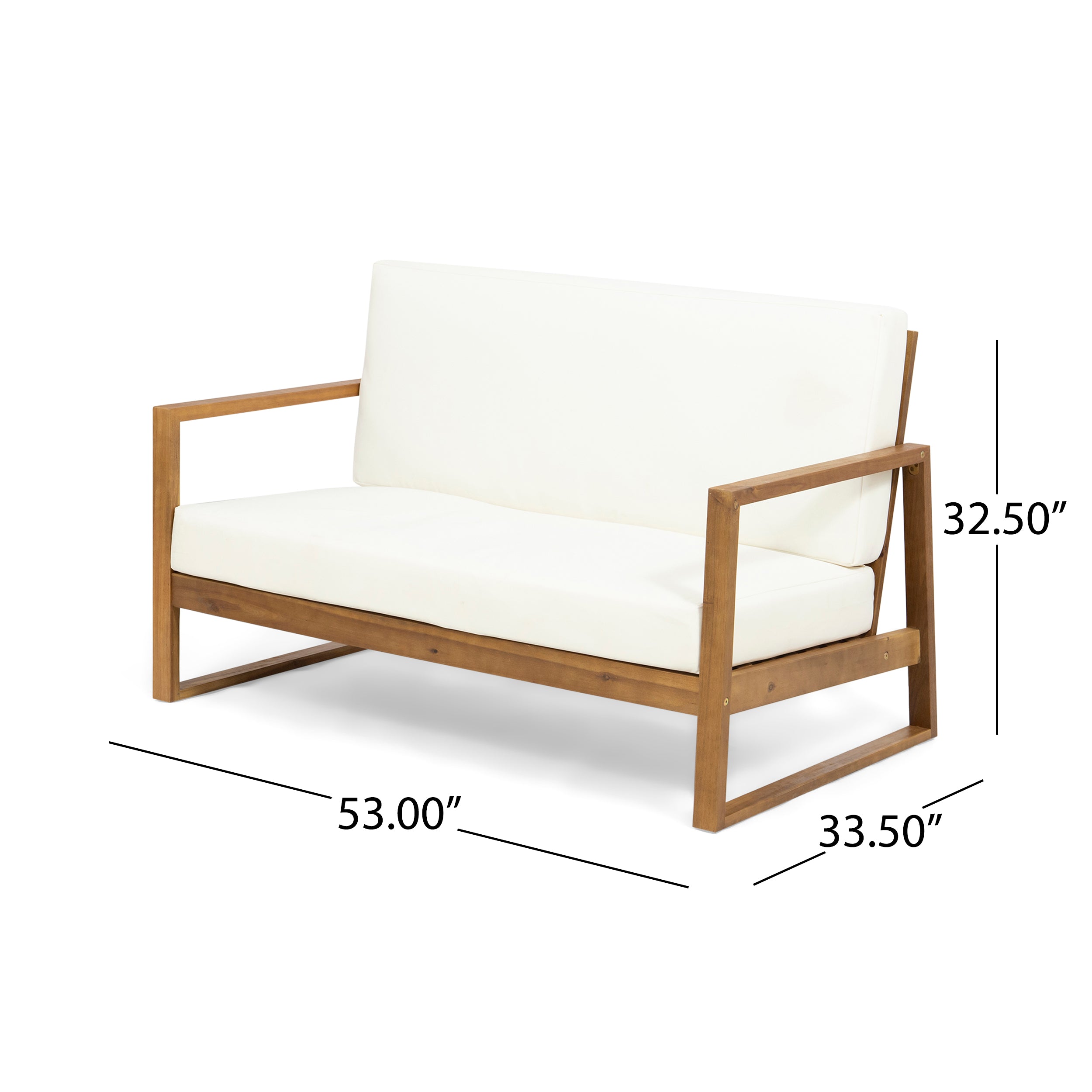 Marlee Outdoor Acacia Wood 4 Seater Chat Set with Coffee Table