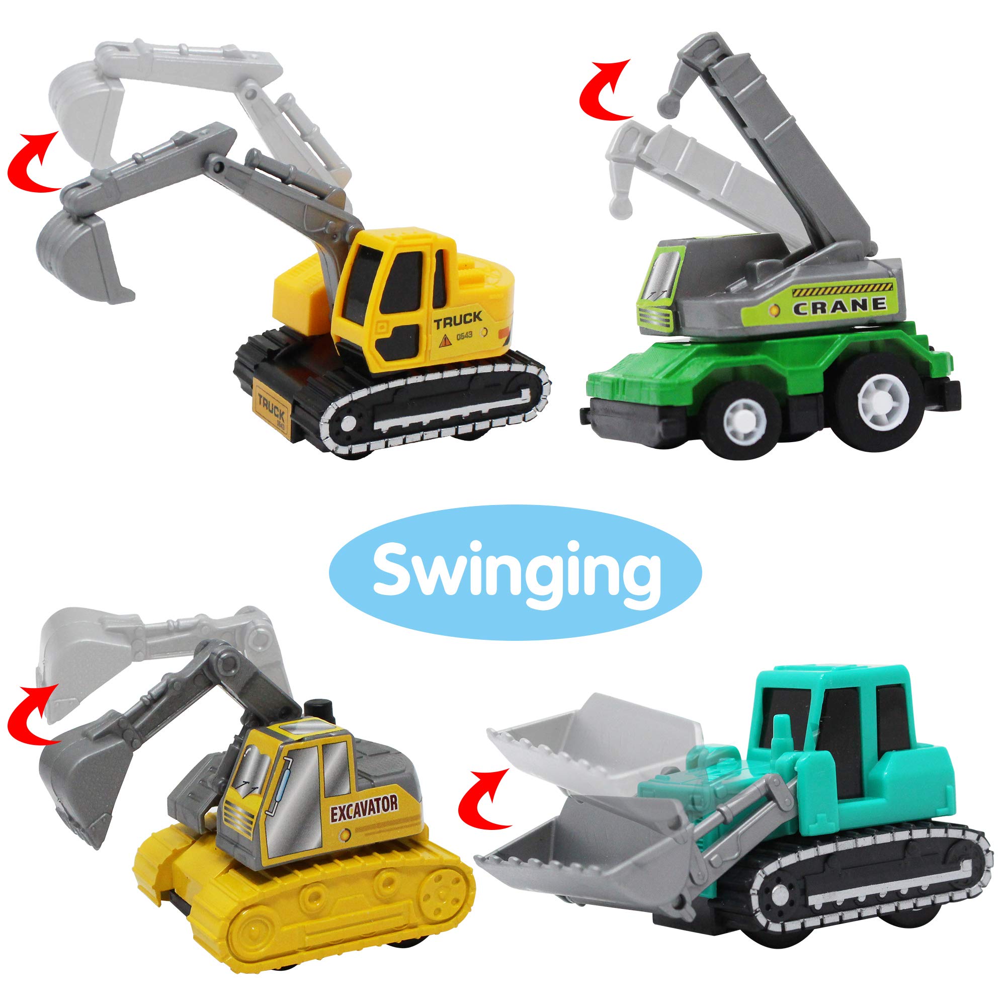 JOYIN 18 PCS Pull Back Car Assorted Mini Truck Model Car， Friction Powered Race Cars Vehicle Set for Toddlers， Boys， and Girls’ Educational Pretend Play