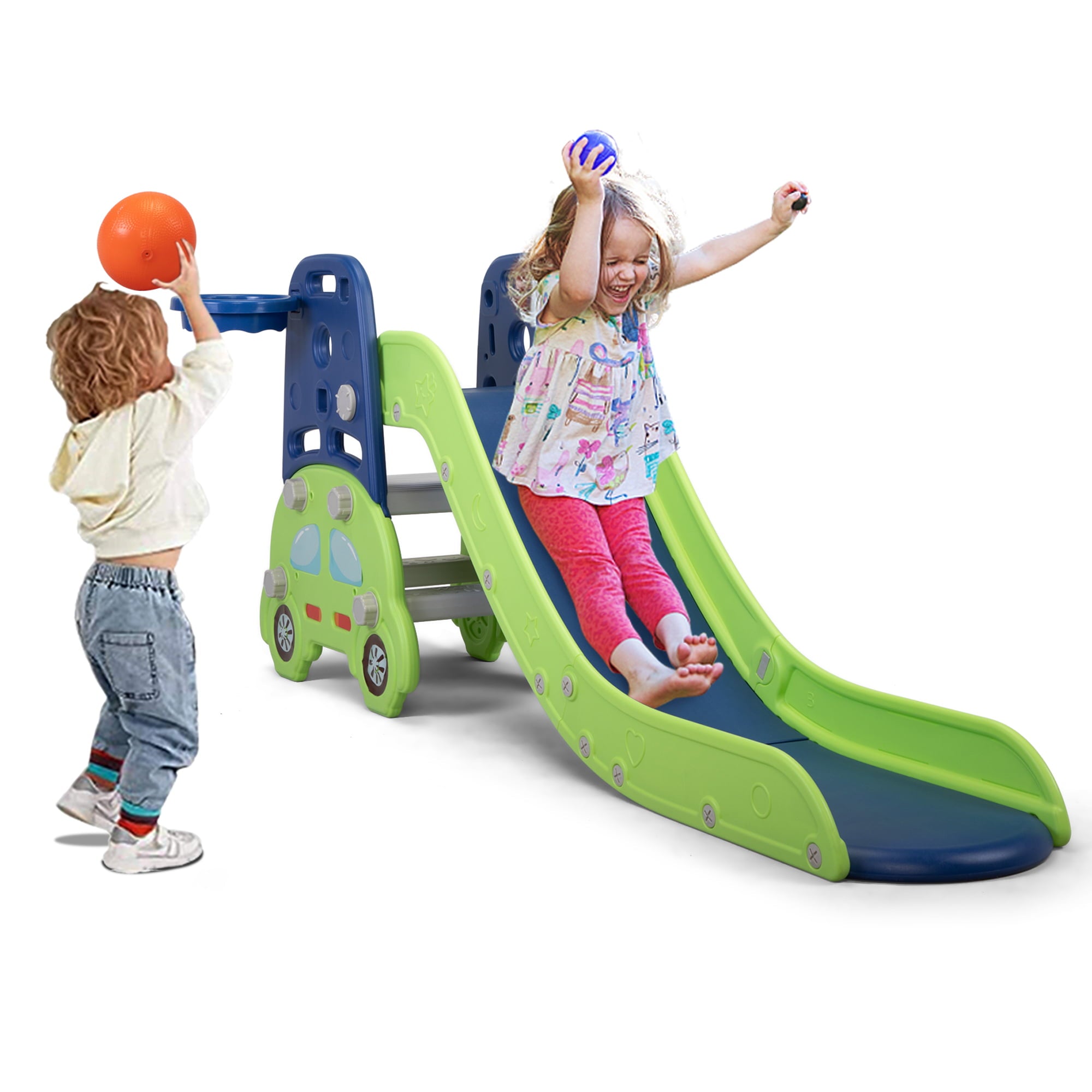 Multi functional slide car model - blue-green