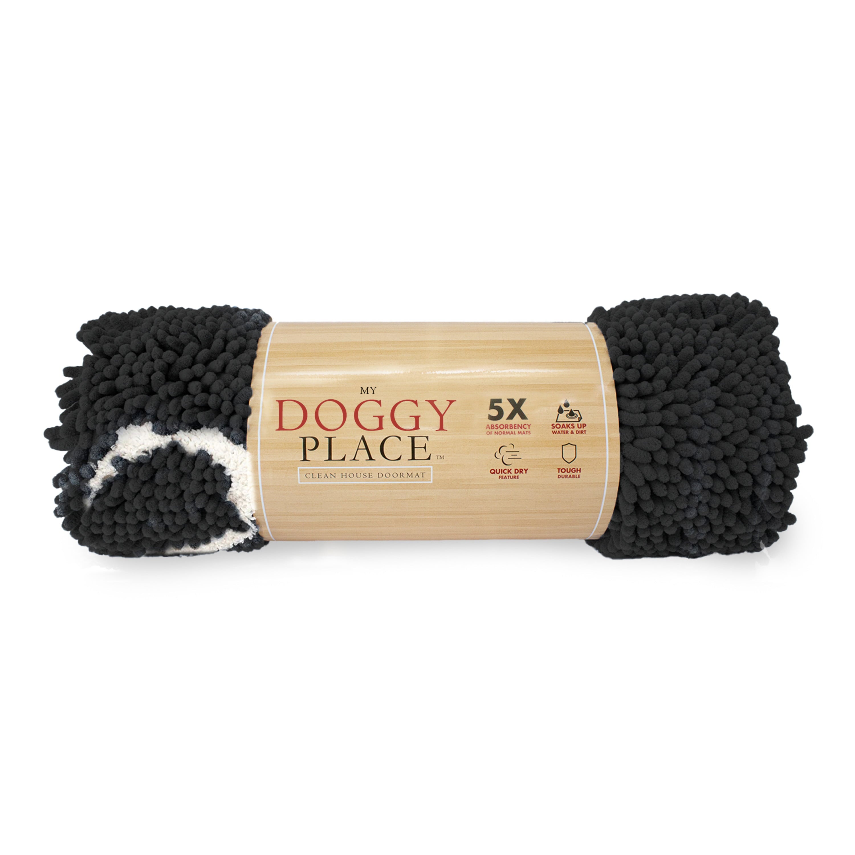 My Doggy Place Dog Mat for Muddy Paws， Washable Dog Door Mat， Charcoal， M