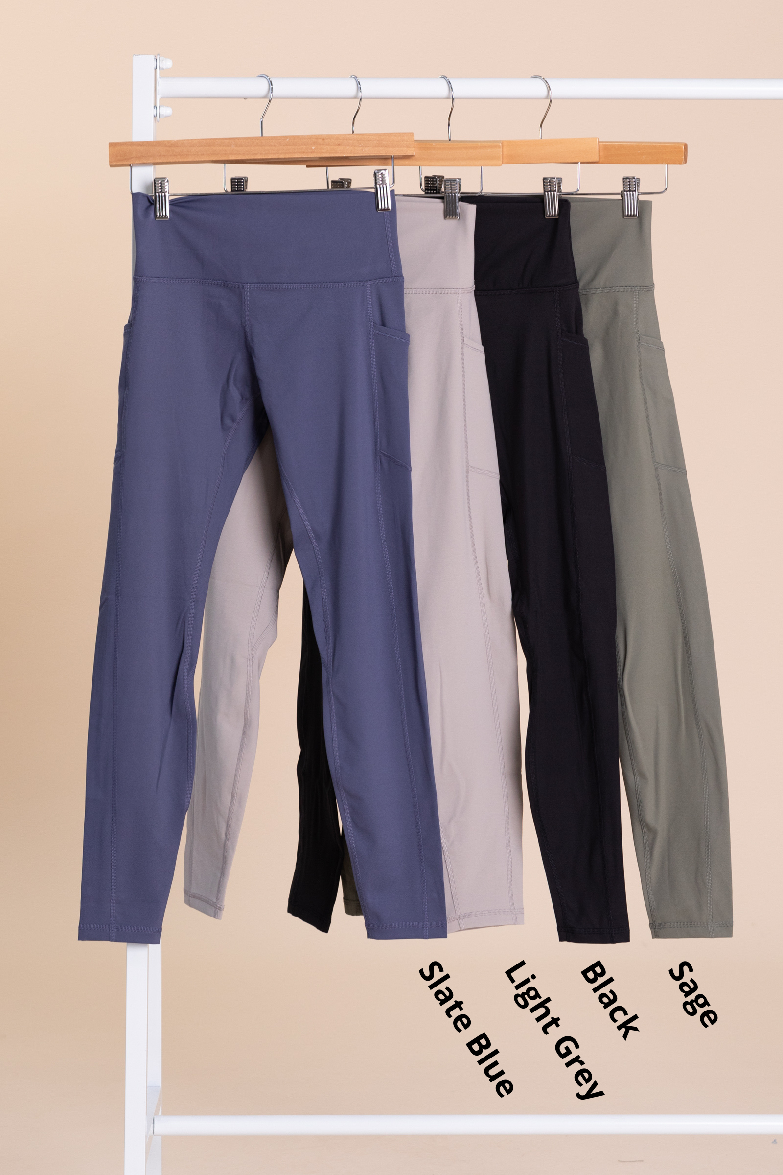 Solid Active Leggings With Side Pockets