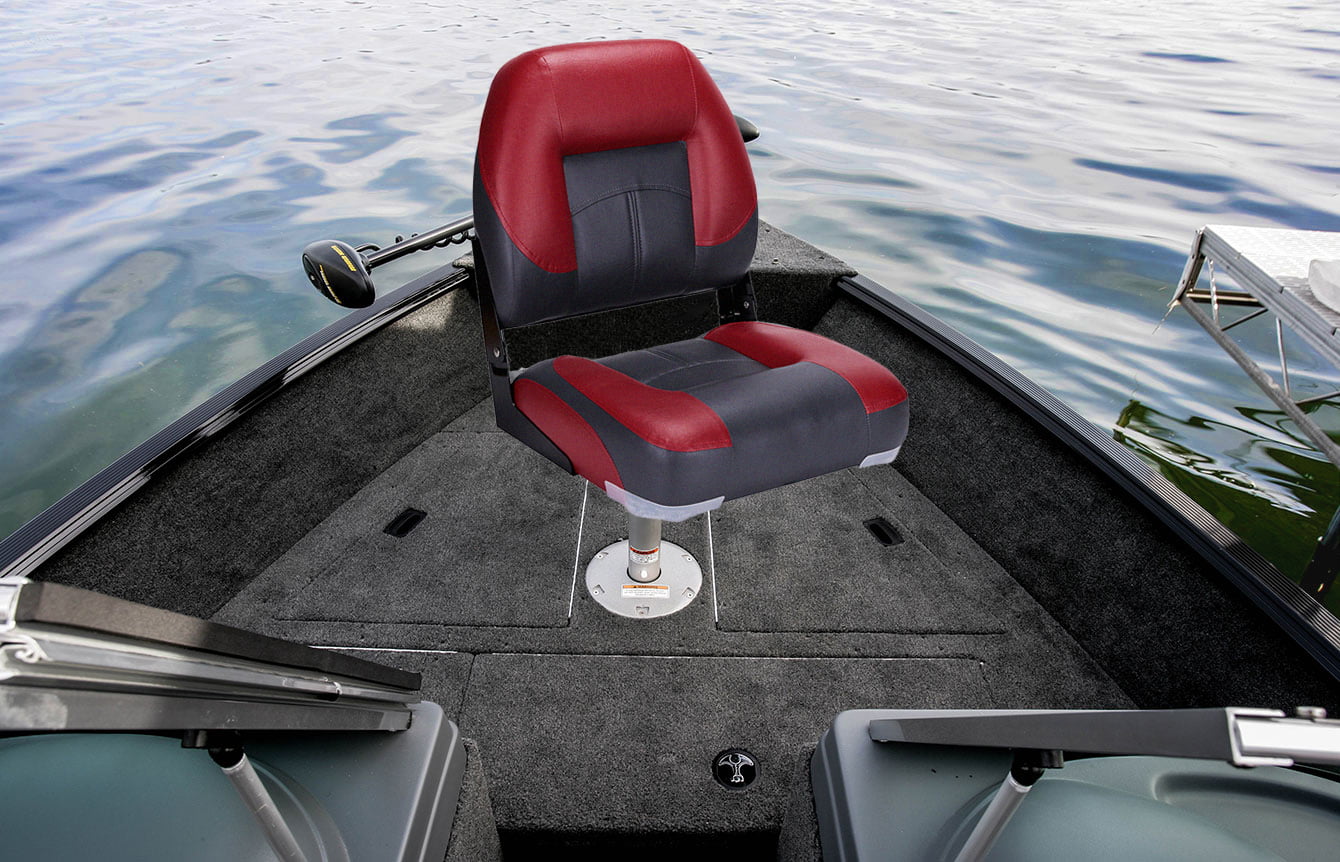 NORTHCAPTAIN Deluxe Charcoal/Wine Red Low Back Folding Boat Seat， 1 Seat