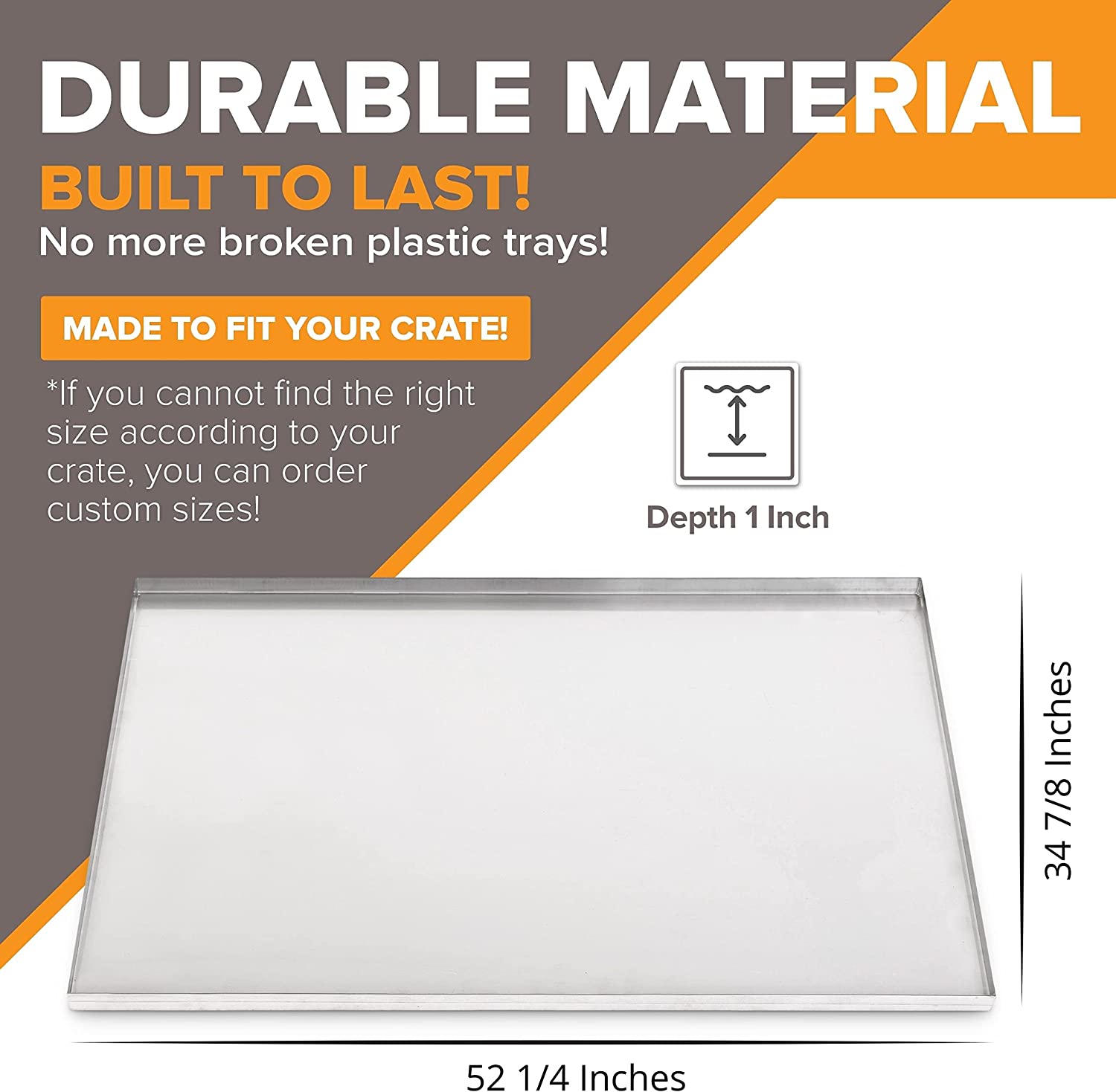 Tray for Dog Crate Pan Crate Pan 52 Inch Stainless Steel Dog Pan - Midwest 1154/1154N， 99/99N， SL54DD (54x37) - SS - 52 1/4