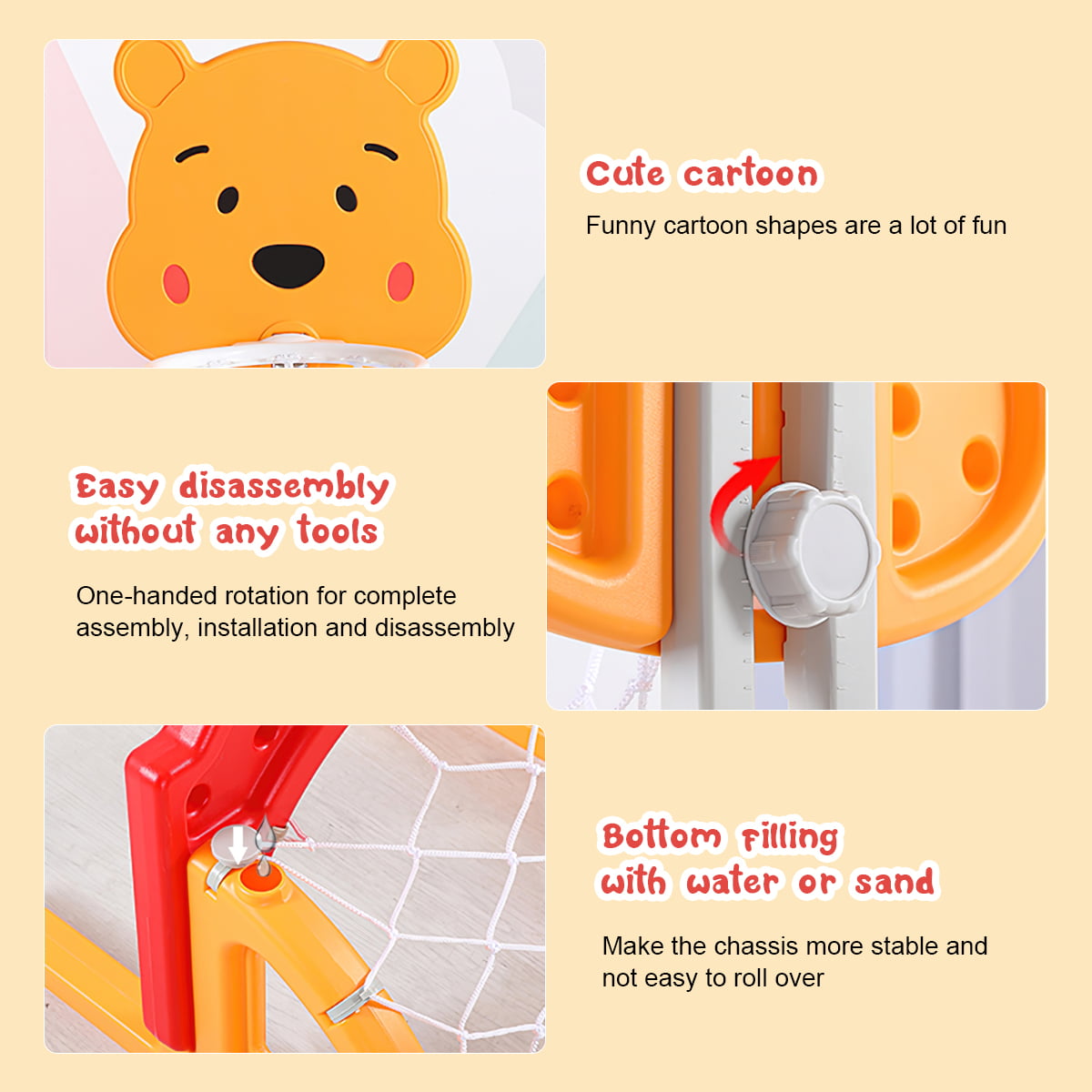 Toddler Basketball Hoop， CASEMIOL Adjustable Height Kids Basketball Hoop with Soccer Goal Ring Toss Golf Game Set， Basketball Hoop for Kids Indoor Outdoor Sports