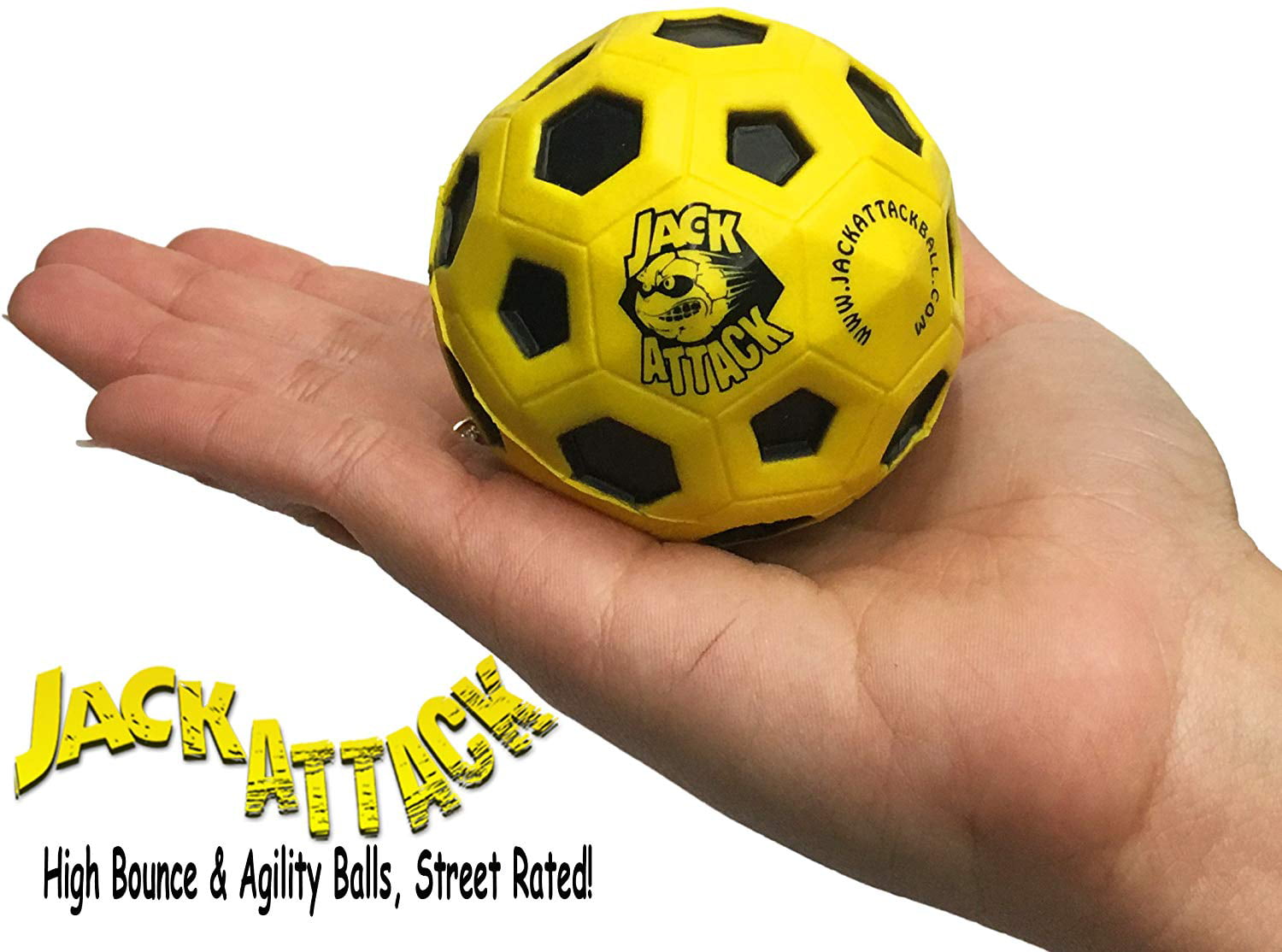 Xtreme High Bounce Rubber Ball “Street Rated” By Jack Attack (Yellow)