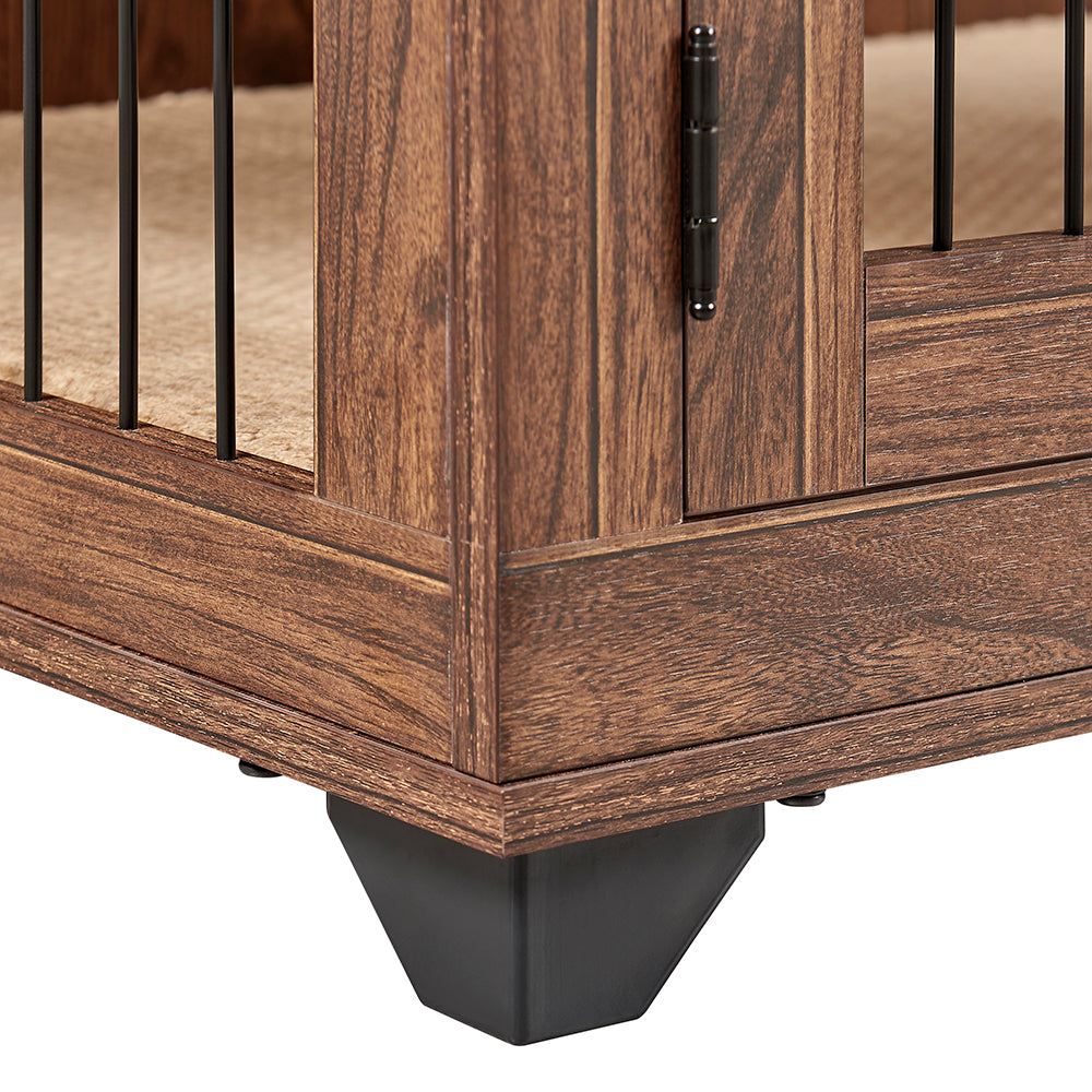 Unipaws Dog Crate Furniture， Walnut， Medium