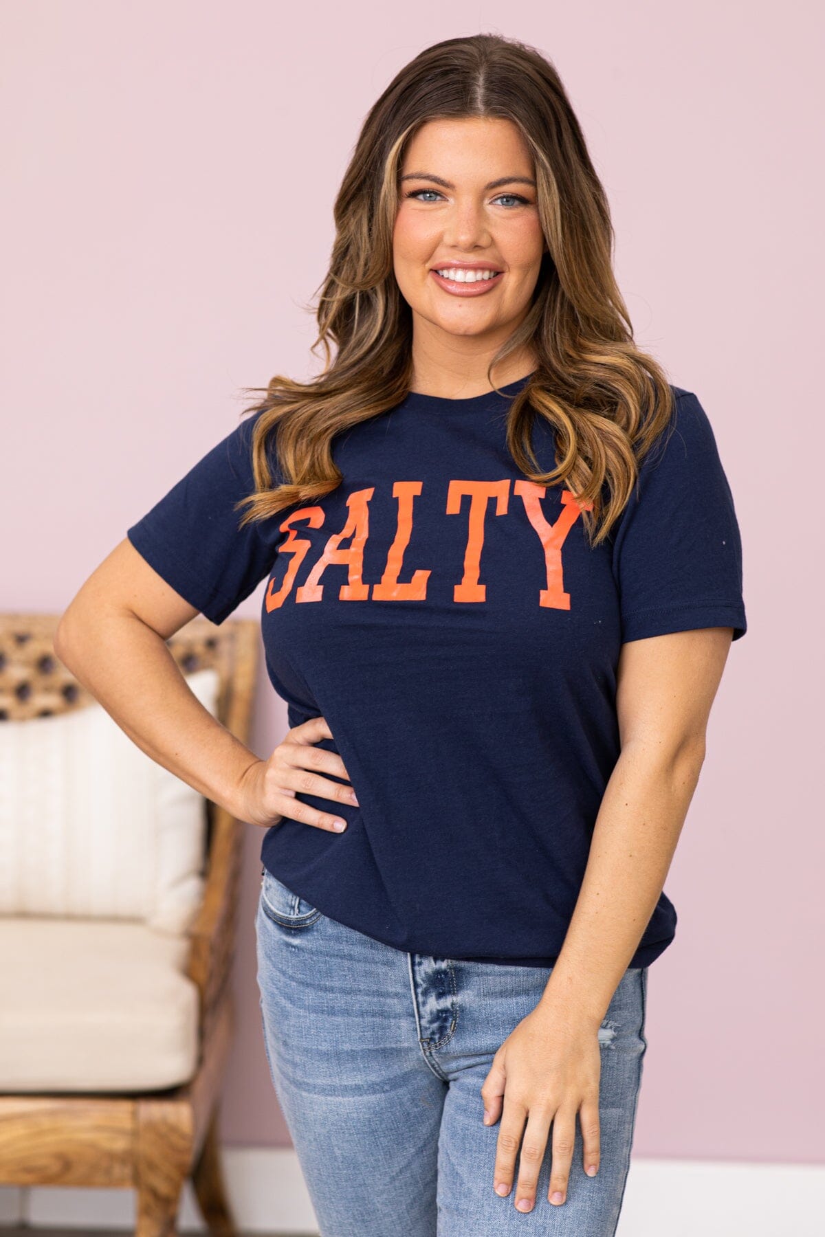Navy and Orange Salty Graphic Tee