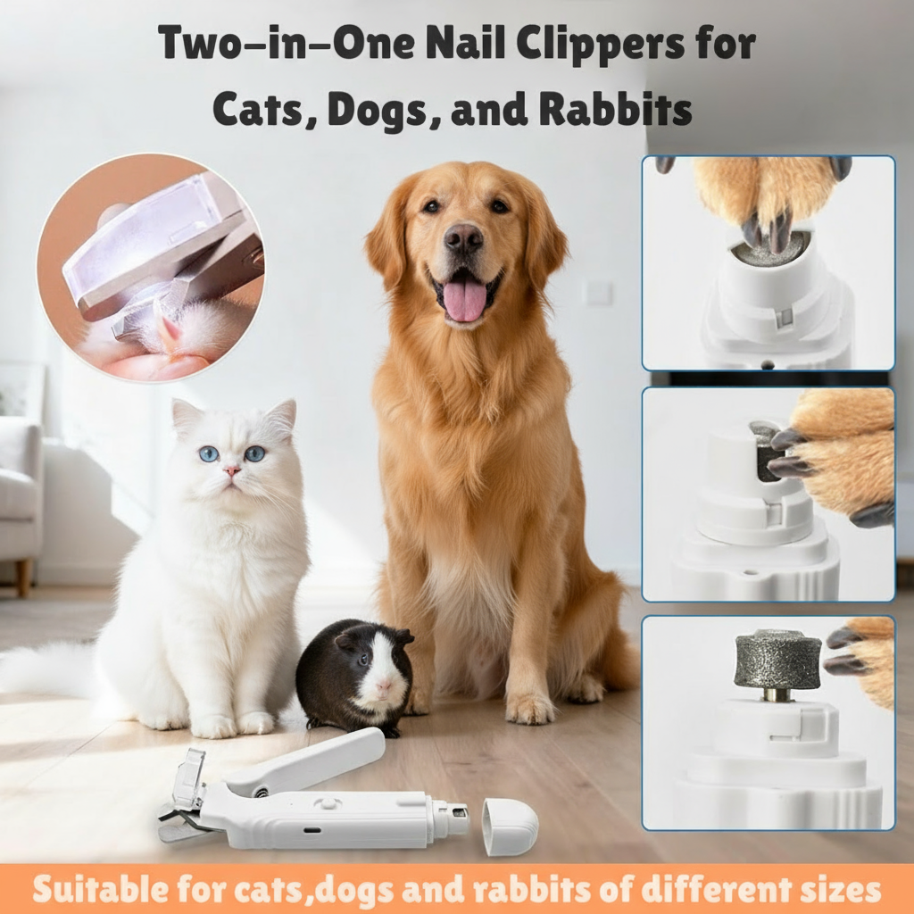 Pet Nail Clipper with LED Light | Safe Precision Trimmer – 2-in-1 Grooming Tool
