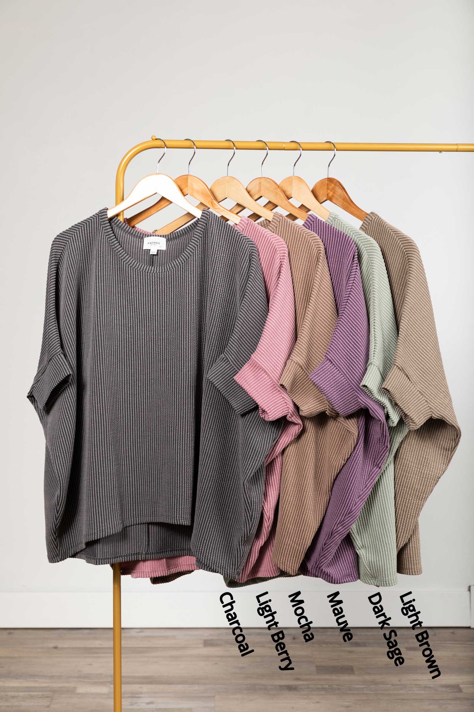 Solid Raised Ribbed Dolman Sleeve Knit Top