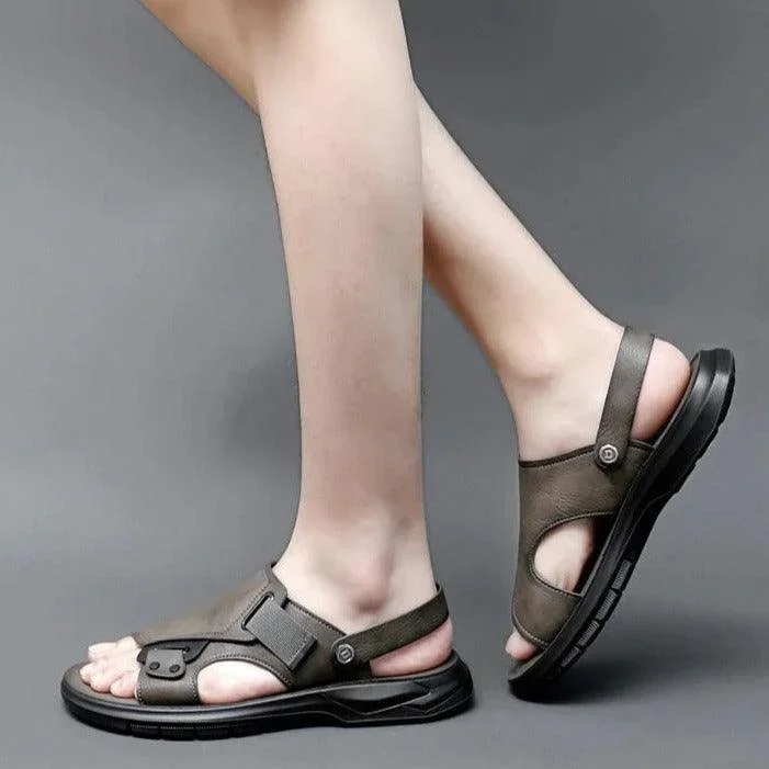 Sandália Masculina Fênix™ em Couro Genuíno / A Sua Melhor Escolha em Conforto, Estilo e Praticidade!