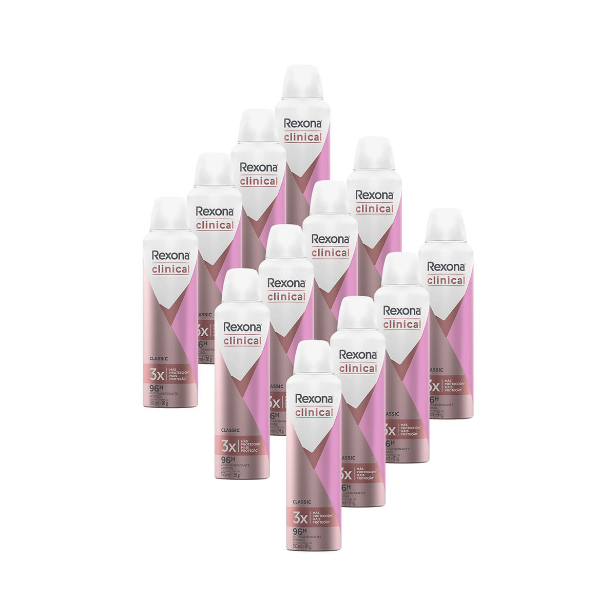 Kit com 12 Desodorantes Rexona Clinical Classic Feminino