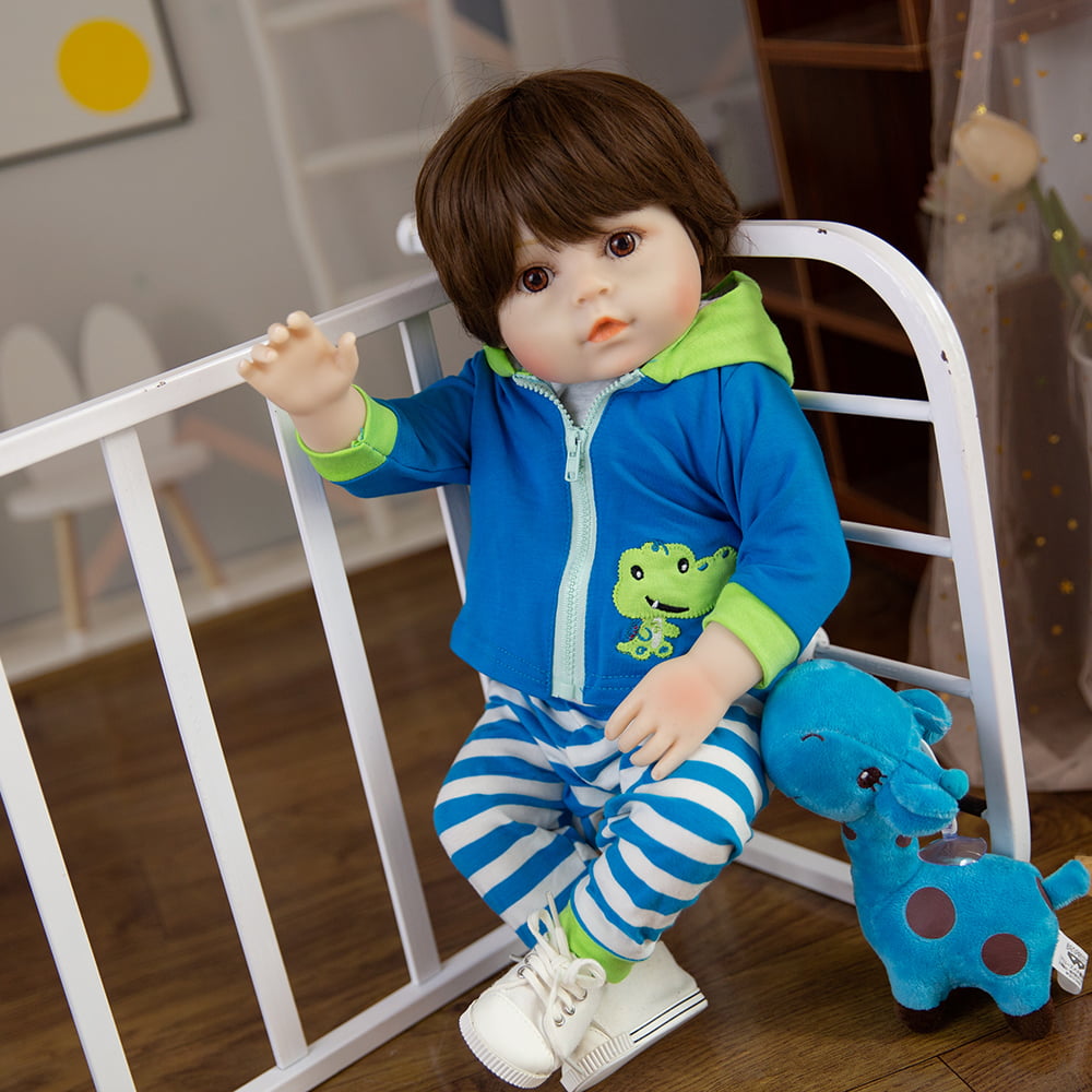 Kuaiyou Reborn Baby Dolls Realistic Handmade Soft Body 22" Silicone Limbs Toddler Gift Sets