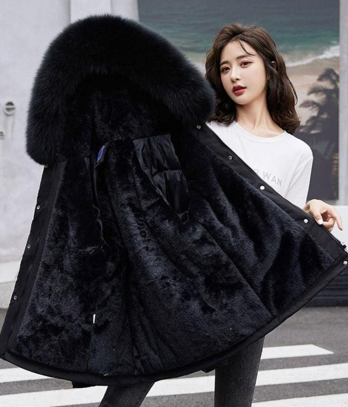 Casaco Feminino Artemis™ com Gorro e Interior em Pelúcia / Esbanje Muito Estilo & Classe Neste Inverno!