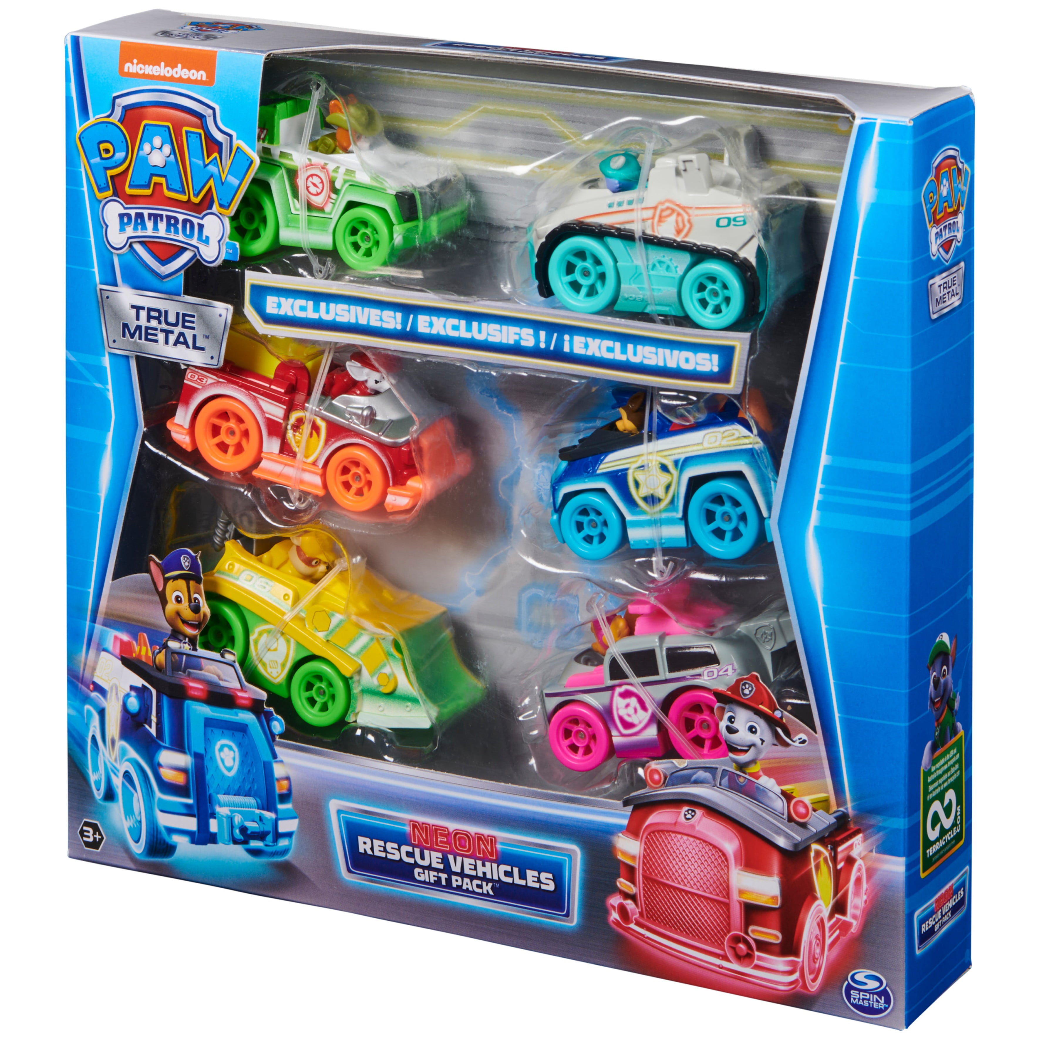 PAW Patrol， Neon Rescue 6-Piece Gift Pack Die-Cast Vehicles， 1:55 Scale， For Ages 3 and up