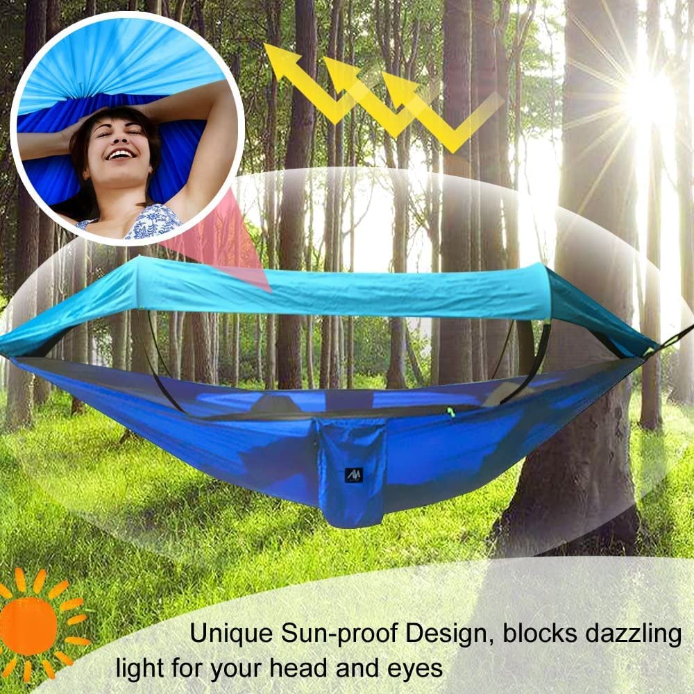 IClover 2 Person Outdoor Portable Camping Hammock Tent Mosquito Net Sunshade Hanging Bed