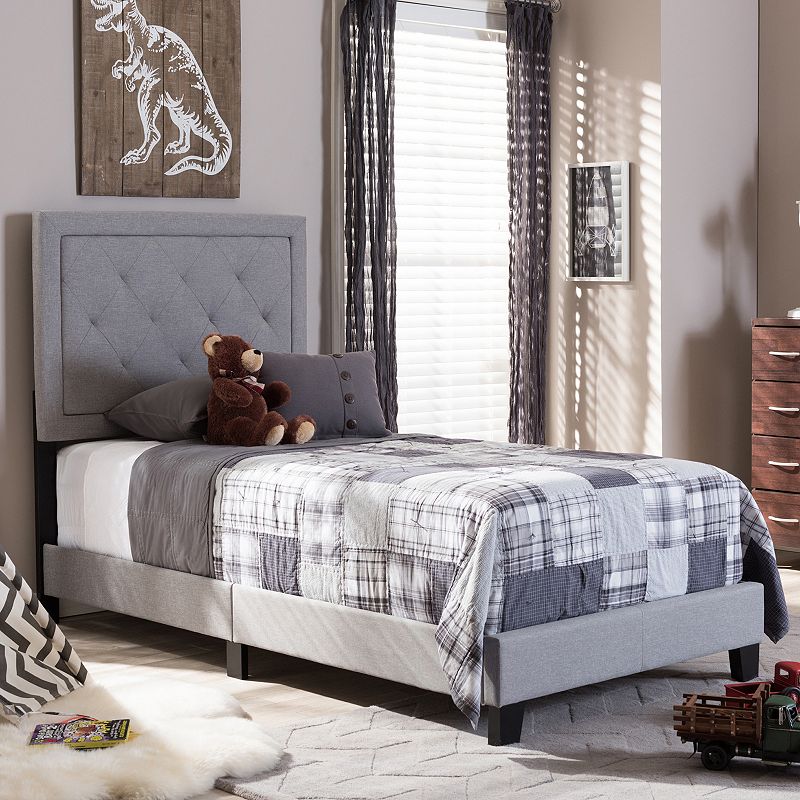 Baxton Studio Paris Tufted Linen Upholstered Twin Platform Bed