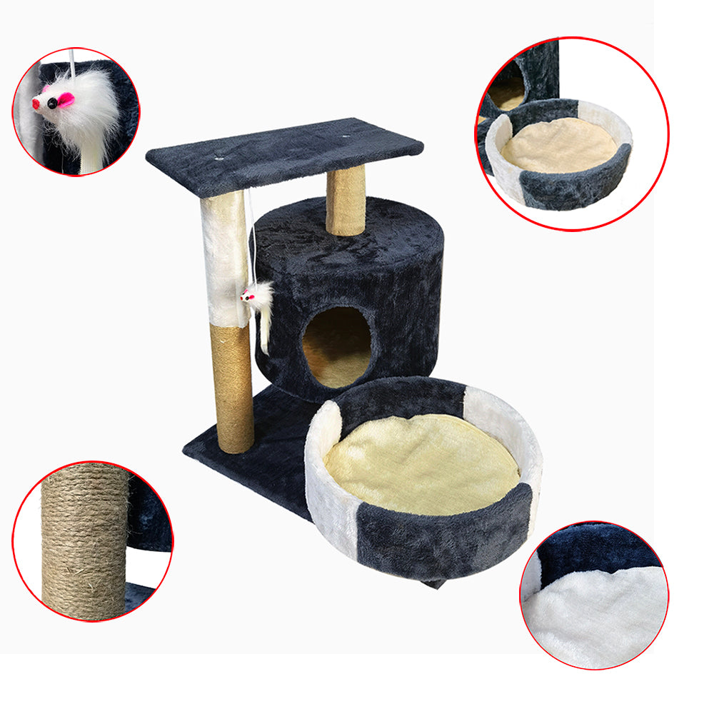 Tianlaimei 26.3inch Cat Tree Climb Tower with Condo and Perches， Gray