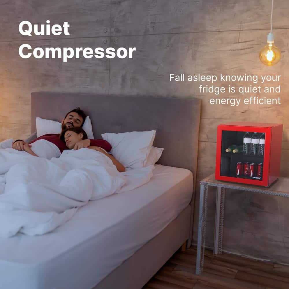 Husky 15 Cu ft 40Can Glass Door Freestanding Countertop Quiet Mini Fridge with Reversible Door without Freezer