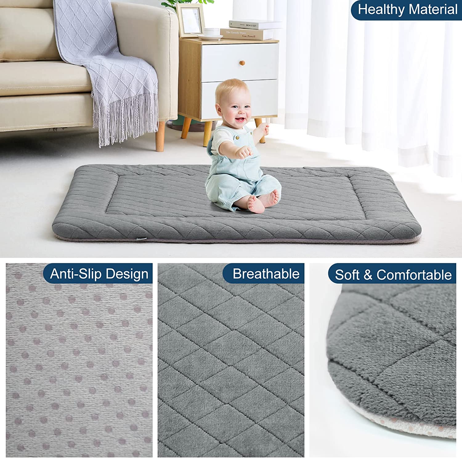 PROCIPE Large Dog Bed Crate Mat Anti Slip Mattress Washable for Large Medium Small Pets Sleeping