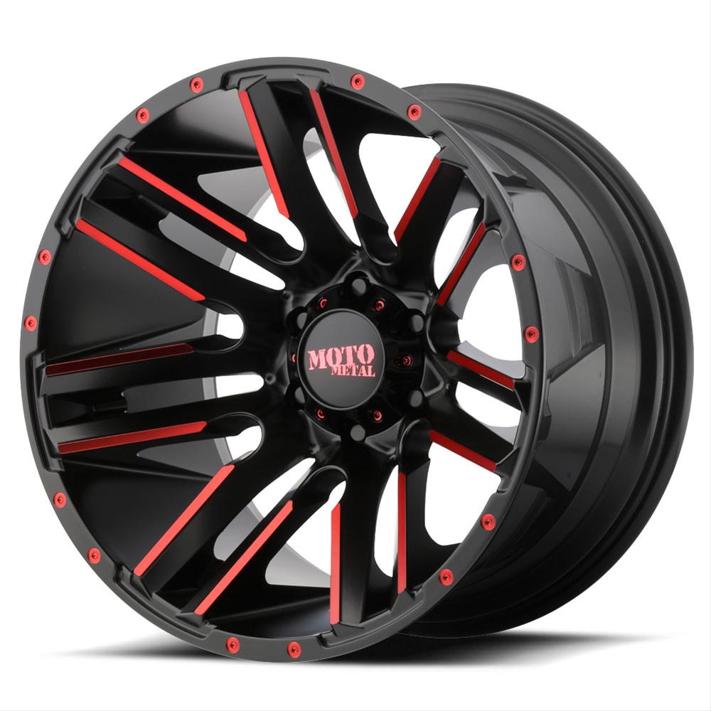 Moto Metal MO97821050524NRC Moto Metal Series MO978 Razor Satin Black Wheels with Machined Accents and Red Clearcoat