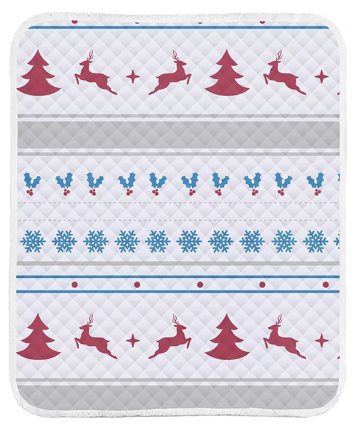 Mod Lifestyles Vermont Jumping Reindeers Sherpa Back Quilted Throw， 60