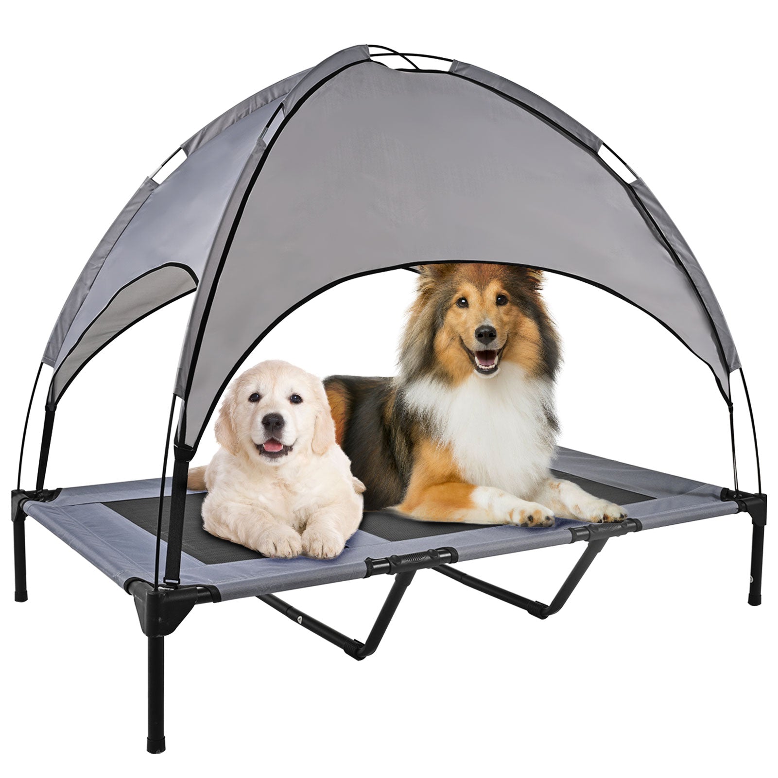Midrising Elevated Cooling Dog Bed with Canopy，Outdoor Dog Bed with Removable Canopy Shade，Portable Raised Dog Bed with Stable Frame and Breathable Mesh(XL50