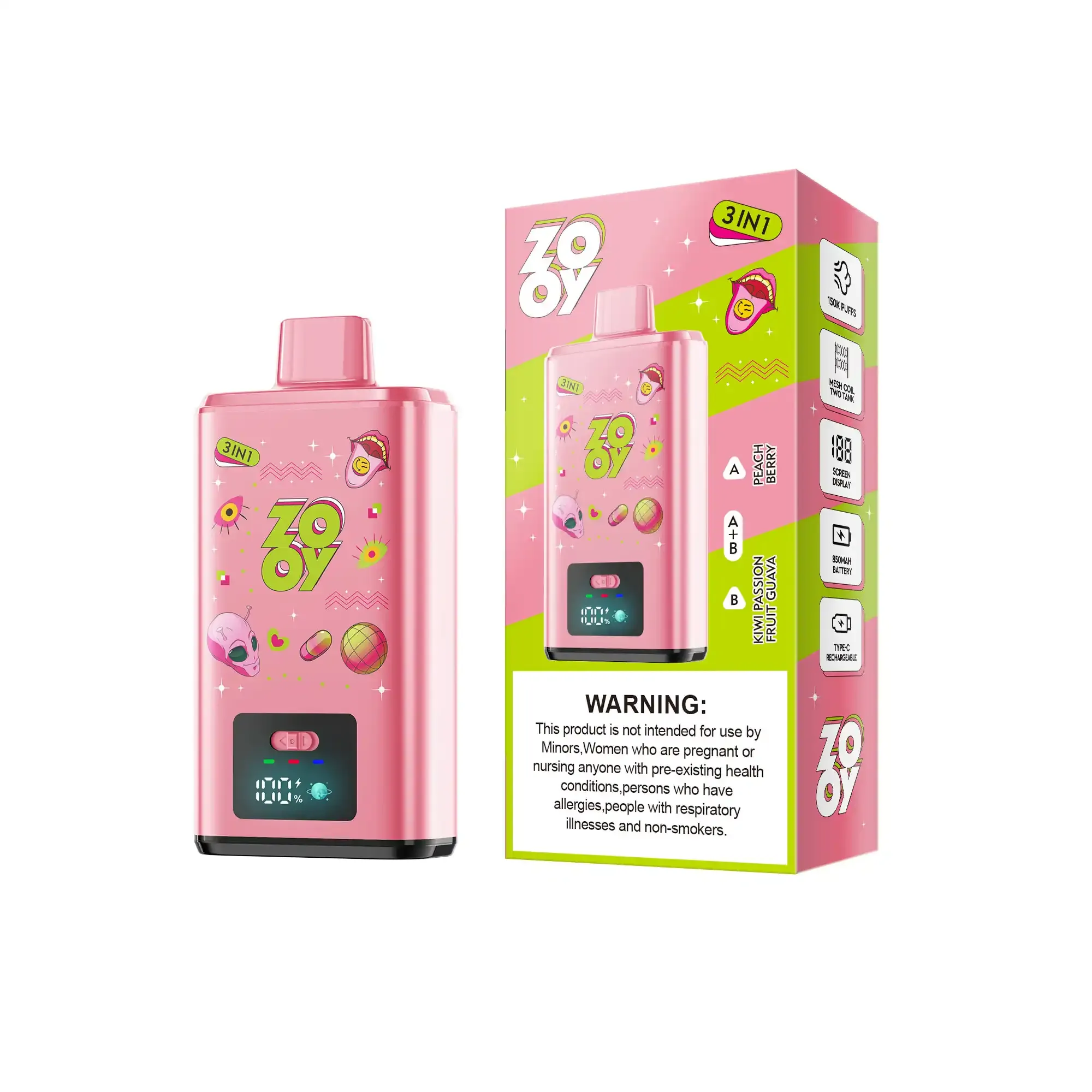 🌟ZOOY 150K Puffs 3 Flavors in 1 Disposable Vape
