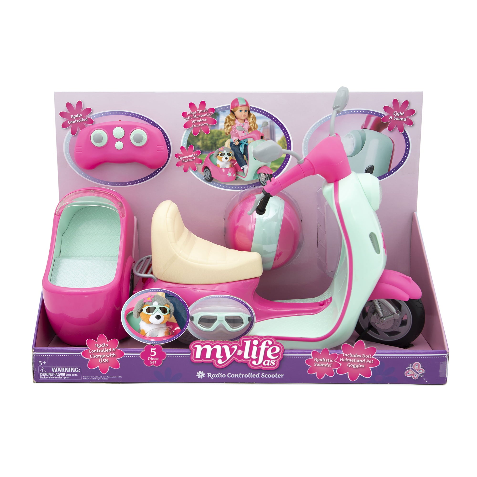 My Life As RC Scooter with Detachable Sidecar for Riding Buddy for 18” Doll