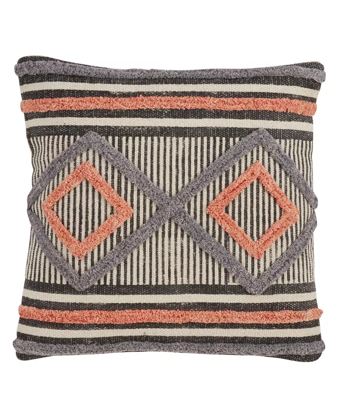 Saro Lifestyle Diamond Embroidered Decorative Pillow， 18