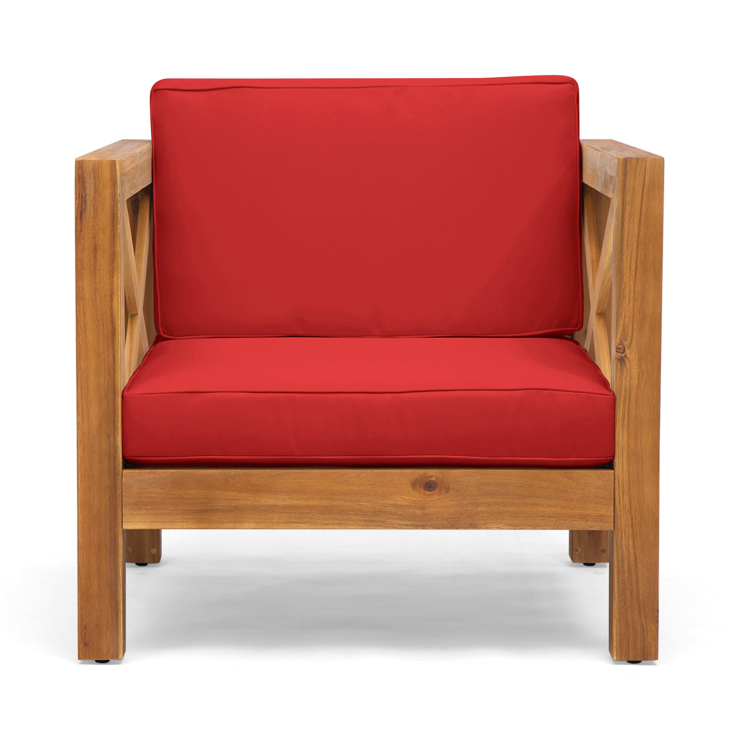 Indira Outdoor Acacia Wood Club Chair with Cushion