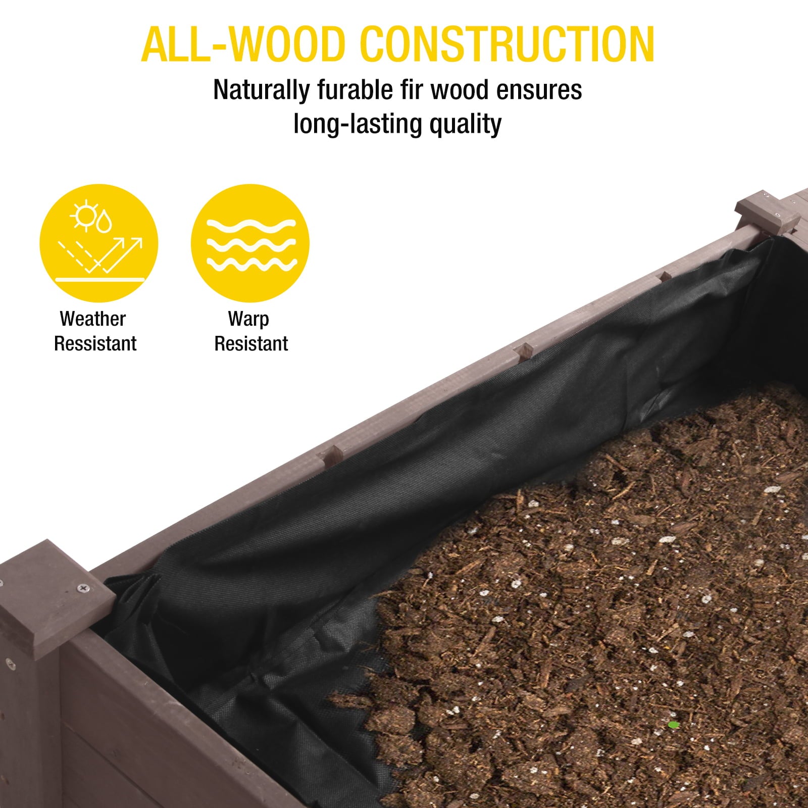 Morgete Wooden Raised Garden Bed with Shelf, Elevated Planter Box with Trellis, Outdoor Garden Kit for Herb