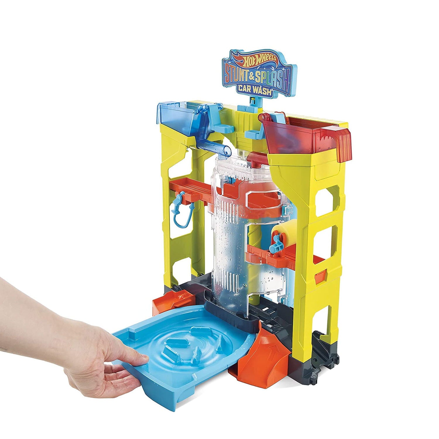 Hot Wheels City Stunt and Splash Car Wash Playset with Color Changing Car