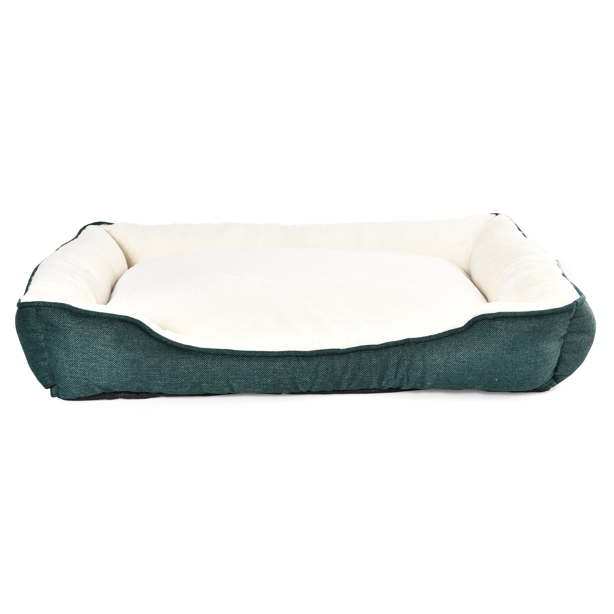 Wag and Wiggle Linen Cuddler， Forest Green， Small