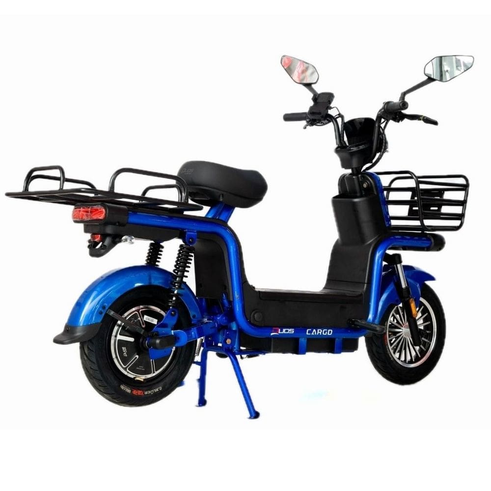 Bicicleta Elétrica 1000W Bateria de Lítio Alarme Cargo Duos Azul