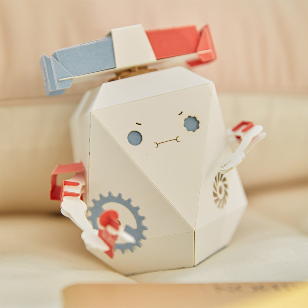 ROBOTRY Moving Paper Robots Making Kit， Poli | Bevel Gear - Learn Very Basic 5 Robot Mechanisms
