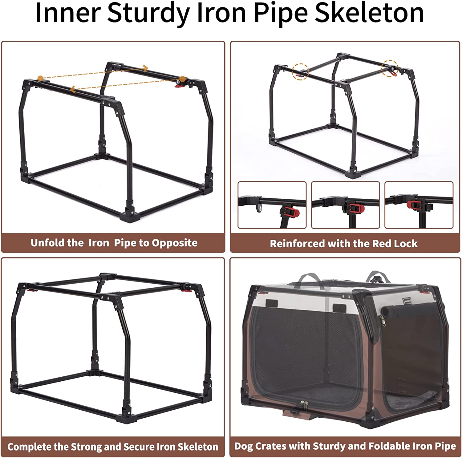 Dog Crates for Medium Dogs， Portable Collapsible Three Door Dog Kennel and Houses， Soft-Sided Cage for Indoor Training and Outdoor Travel with Pad (Large (42