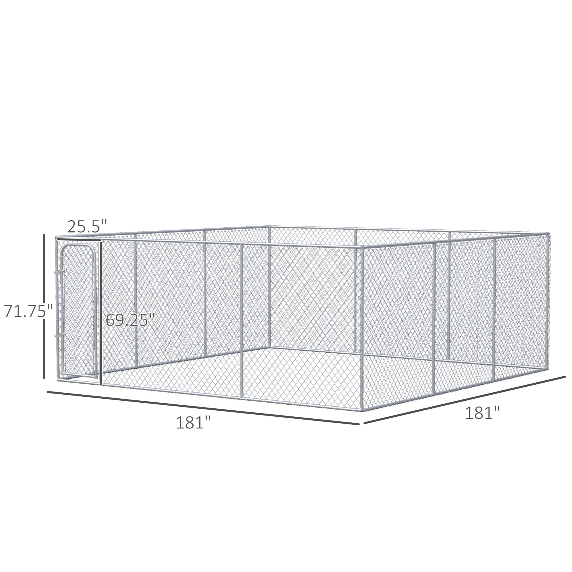 Pawhut Dog Kennel， 15' x 15' x 6'， Silver， Outdoor