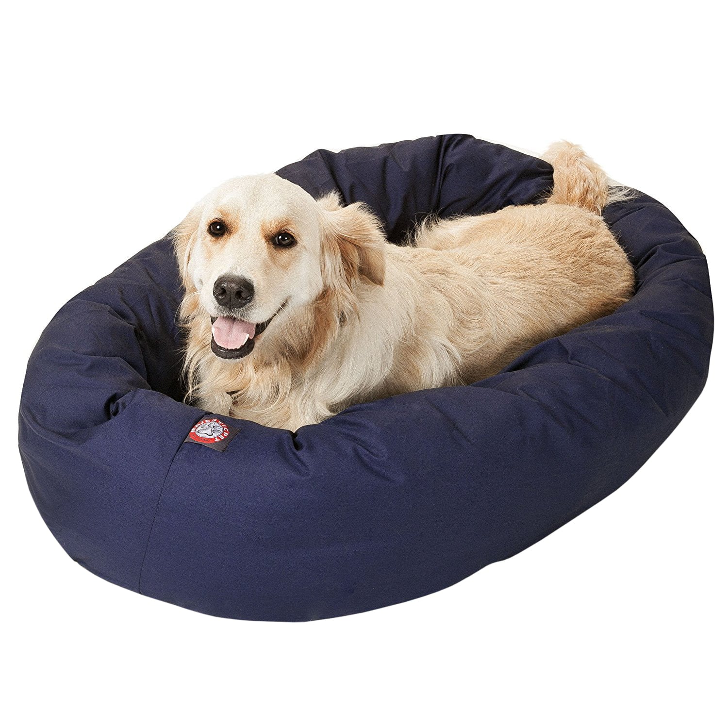 Majestic Pet | Poly/Cotton Bagel Pet Bed For Dogs， Blue， Large