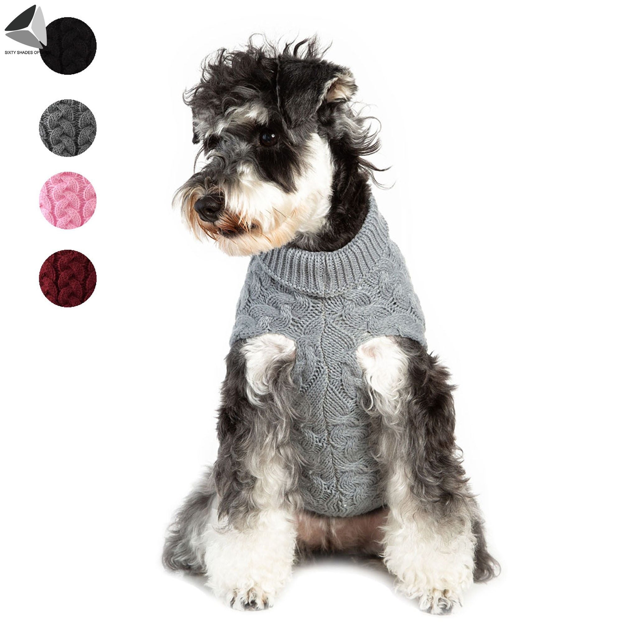 Sixtyshades Knit Dog Sweaters Winter Warm Pet Clothes Puppy Costume Apparel for Small Dogs Cats (L， Gray)