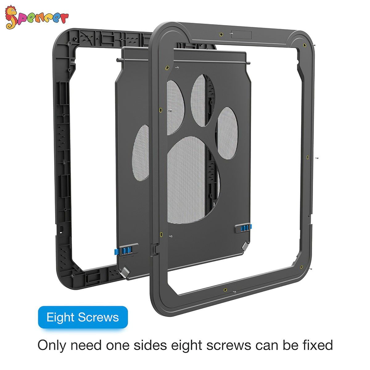 Spencer Pet Screen Door Sliding Dogs Door Window Screen Magnetic Flap Automatic Lockable Door Gate for Medium Large Dogs and Cats ( Inner Size: 12