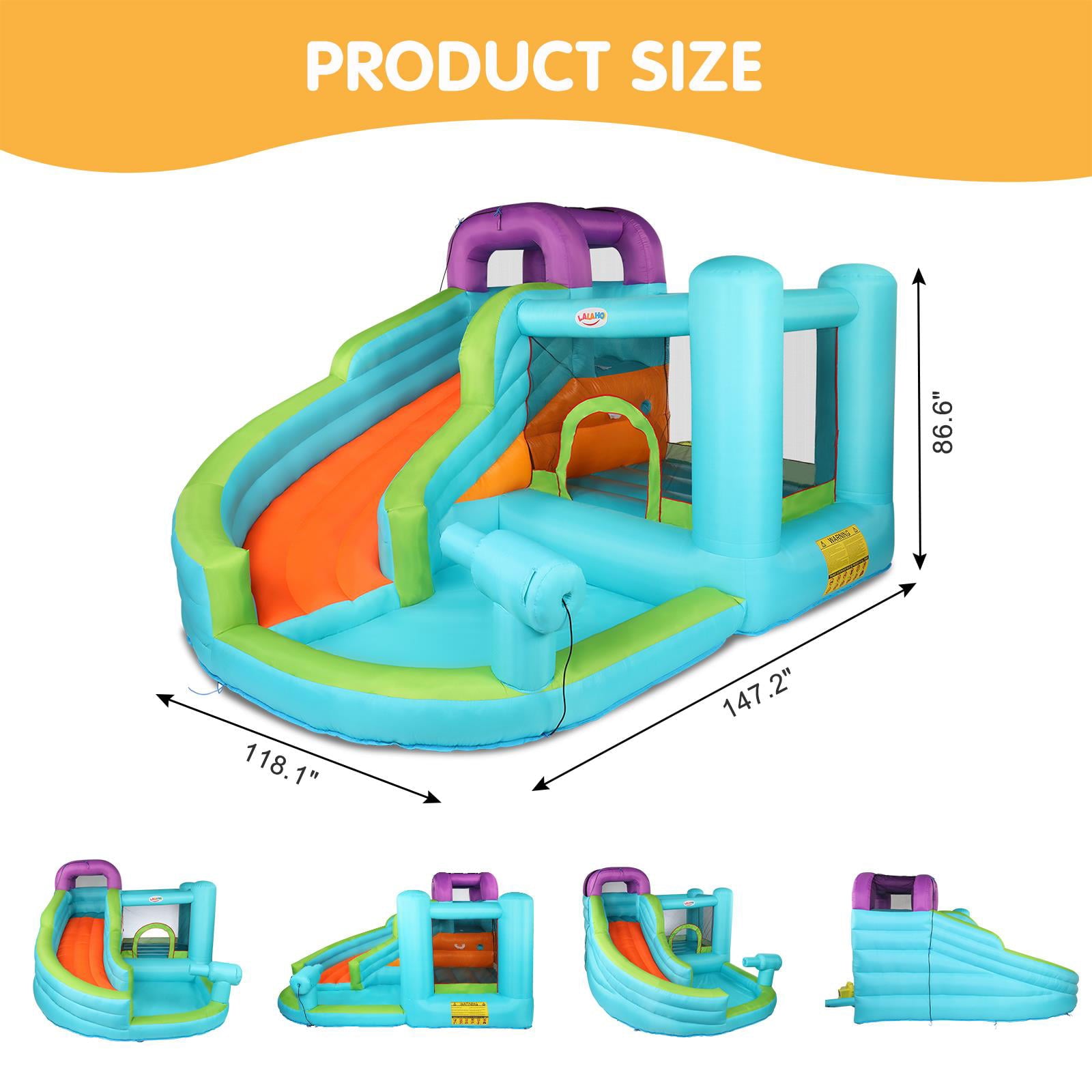 Ktaxon Inflatable Bounce House， Slide Bouncer Castle for 2 to 8 Years Old Kids