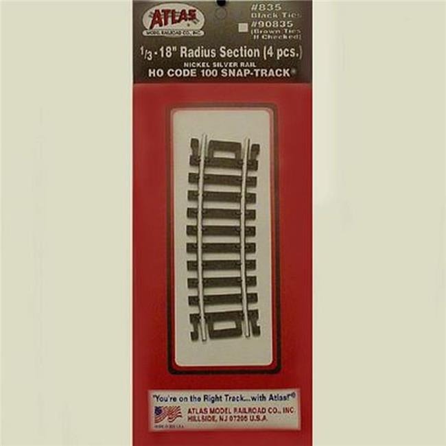 ATM835 HO Scale Code 100 1 by 3 Curve 18 in. Radius