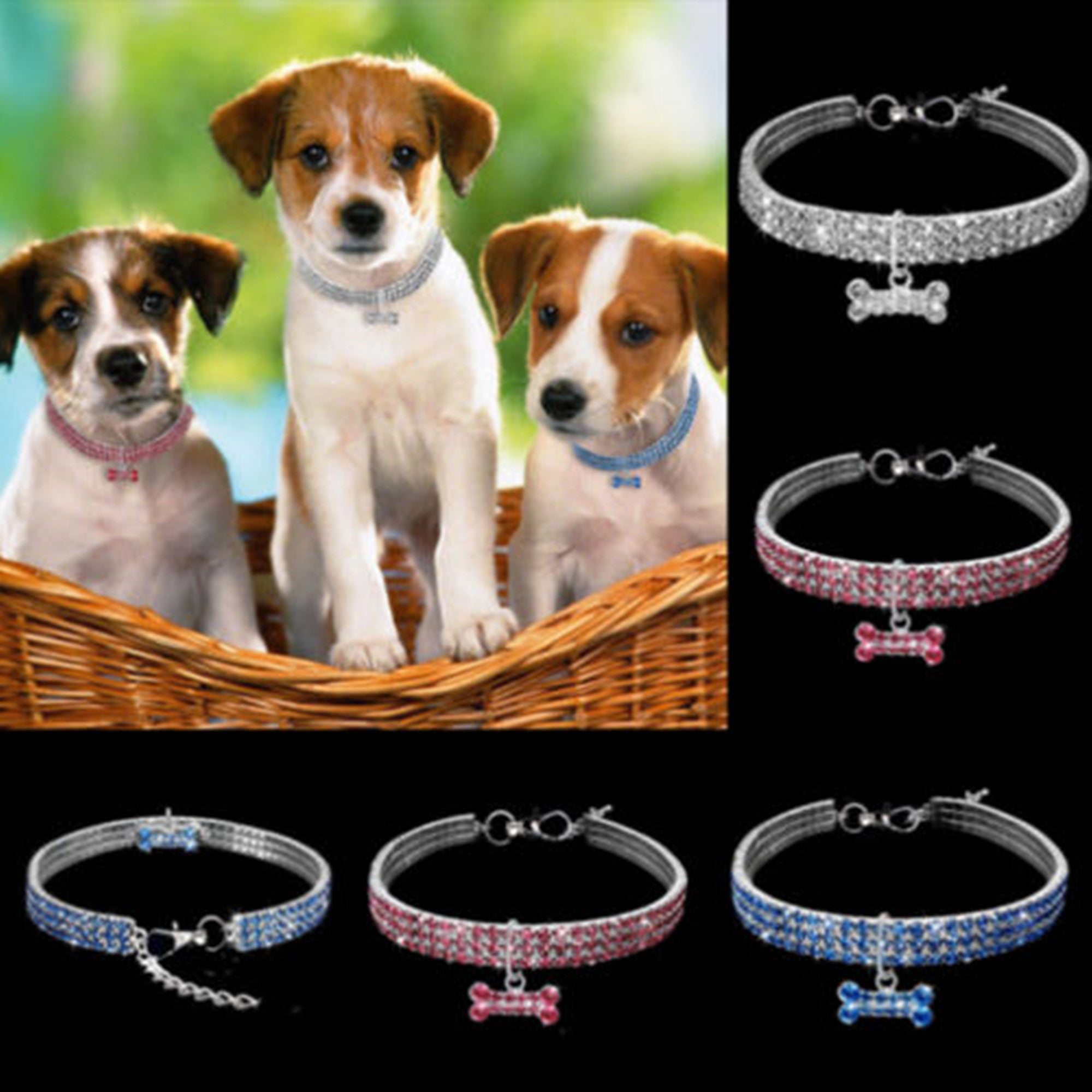 KelaJuan Animal Dog Collar，Diamond Bling Sparkly  Adjustable Collar Necklace for All Pet Dogs