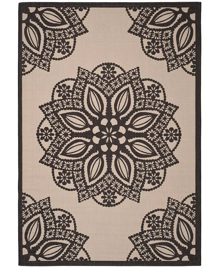 Safavieh Courtyard Beige and Black 8' x 11' Sisal Weave Outdoor Area Rug