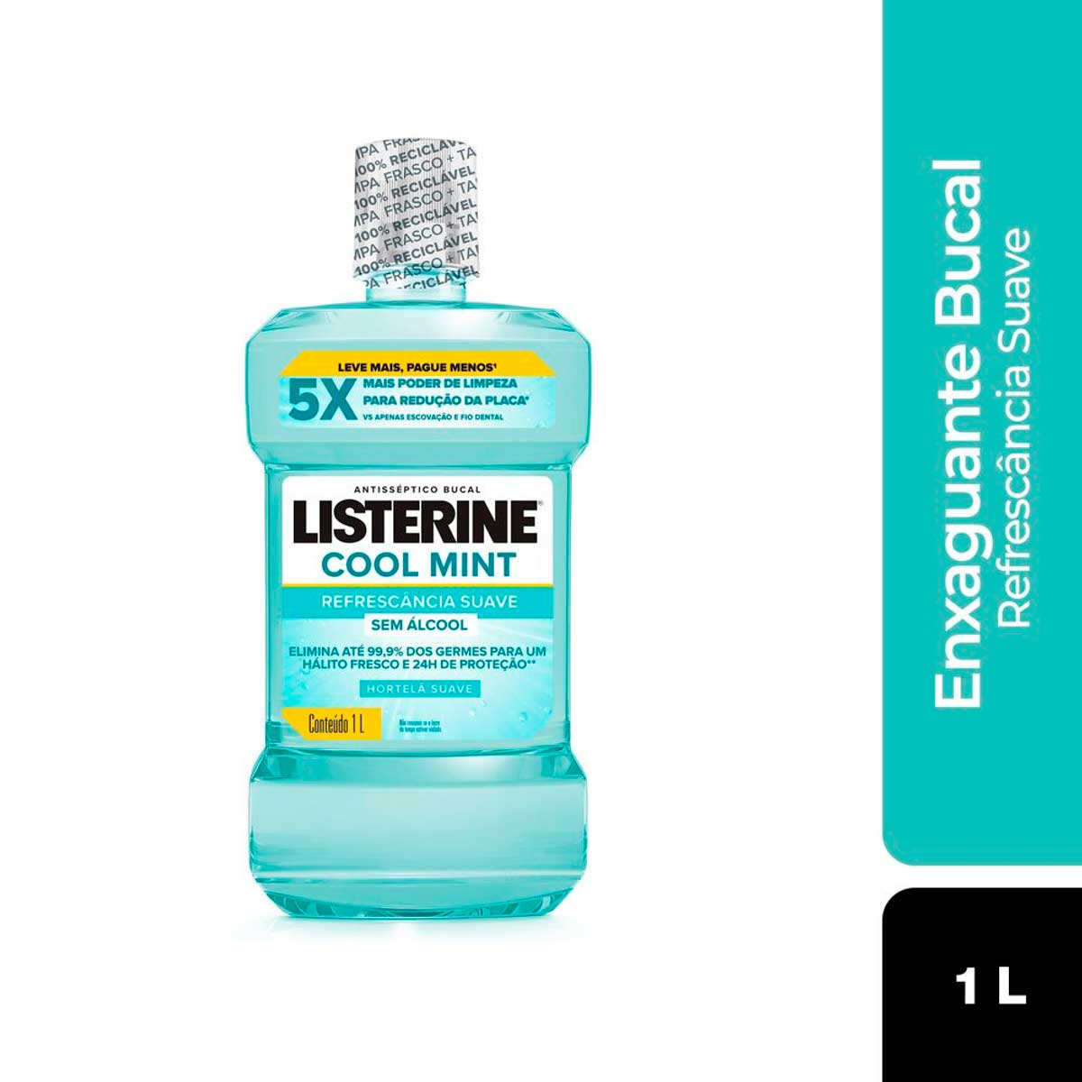 Enxaguante Bucal Zero Alcool Hortela Suave Listerine Cool Mint 1l Leve Mais Pague Menos
