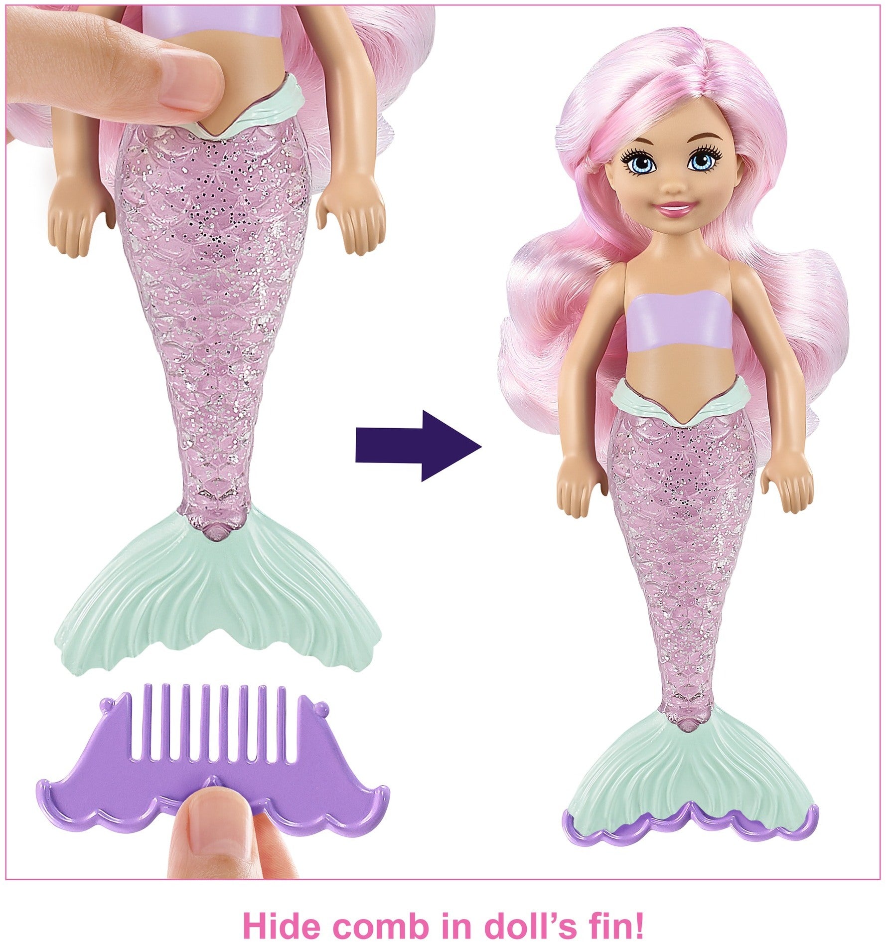 Barbie Color Reveal Chelsea Mermaid Doll With 6 Surprises (Styles May Vary)