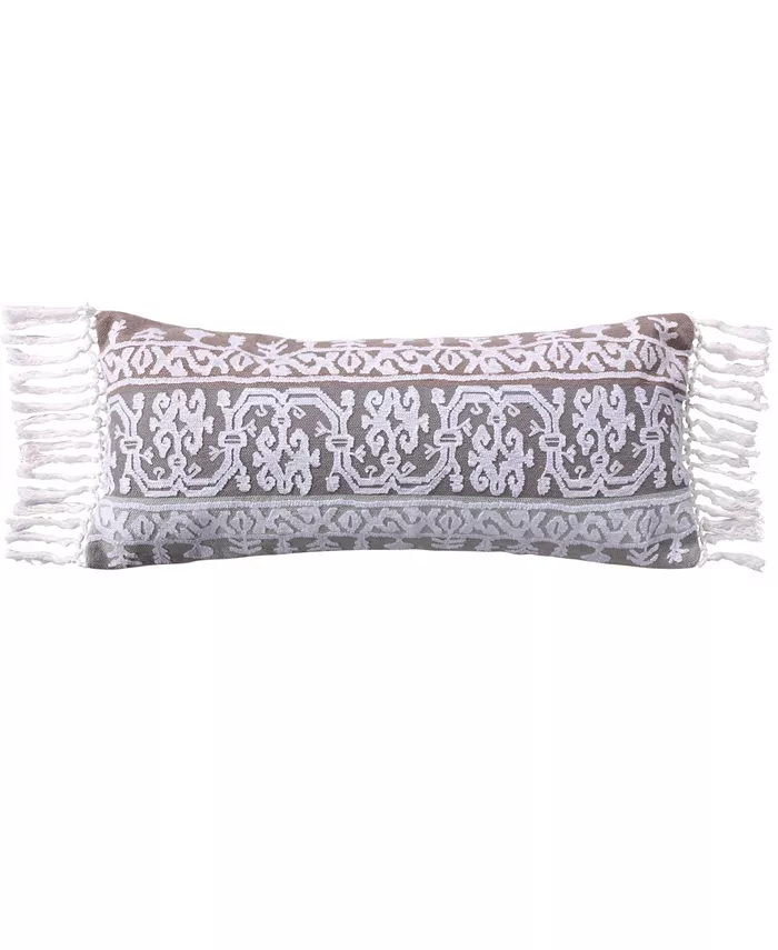 Levtex Josie Tassel Trim Embroidered Decorative Pillow， 12